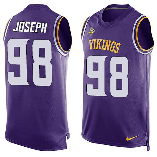 Nike Vikings #98 Linval Joseph Purple Team Color Men's Stitched NFL Limited Tank Top Jersey